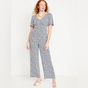 Old Navy Waist-defined Puff-Sleeve Jumpsuit NWT